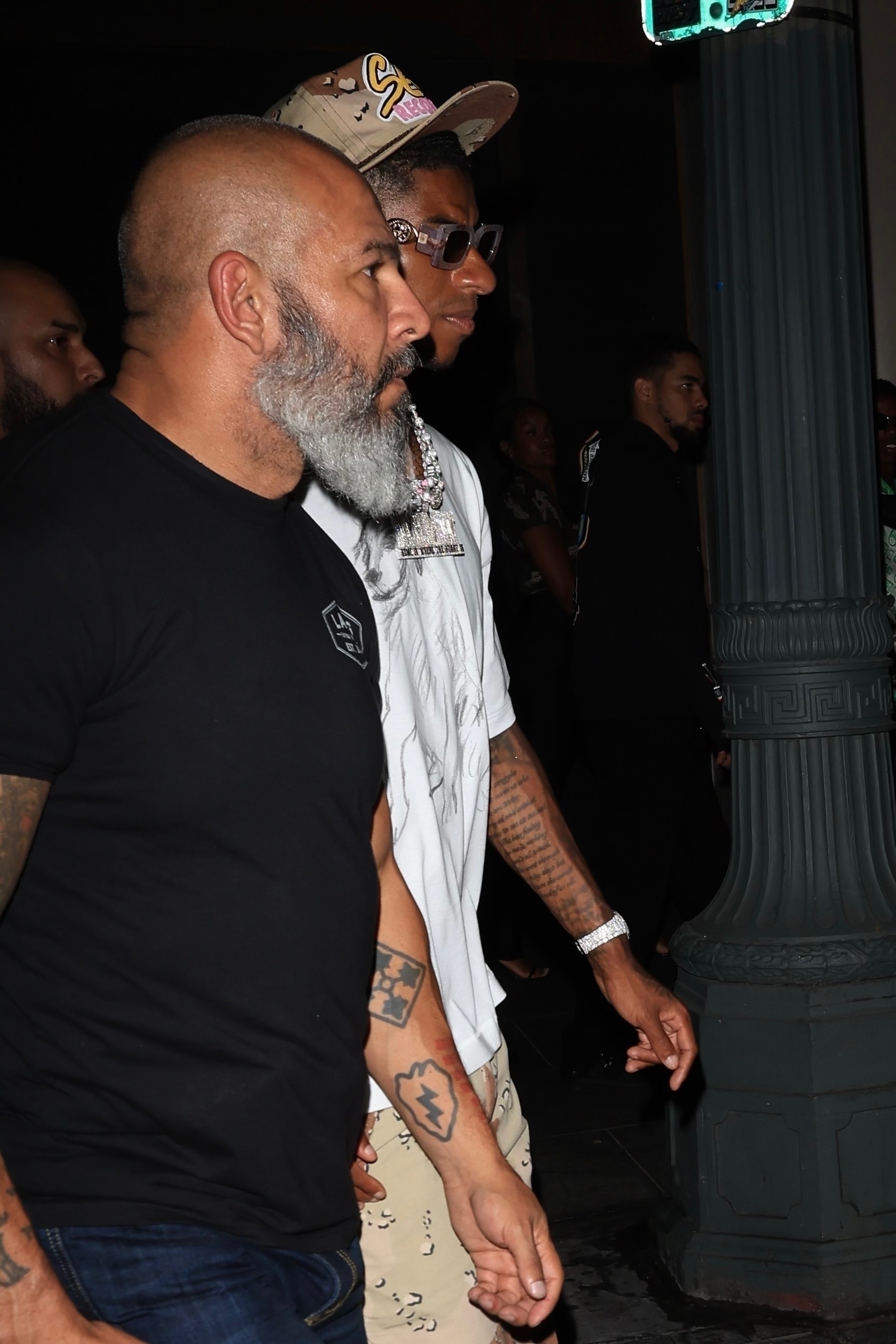 Rashford had his security in tow at the exclusive LA party