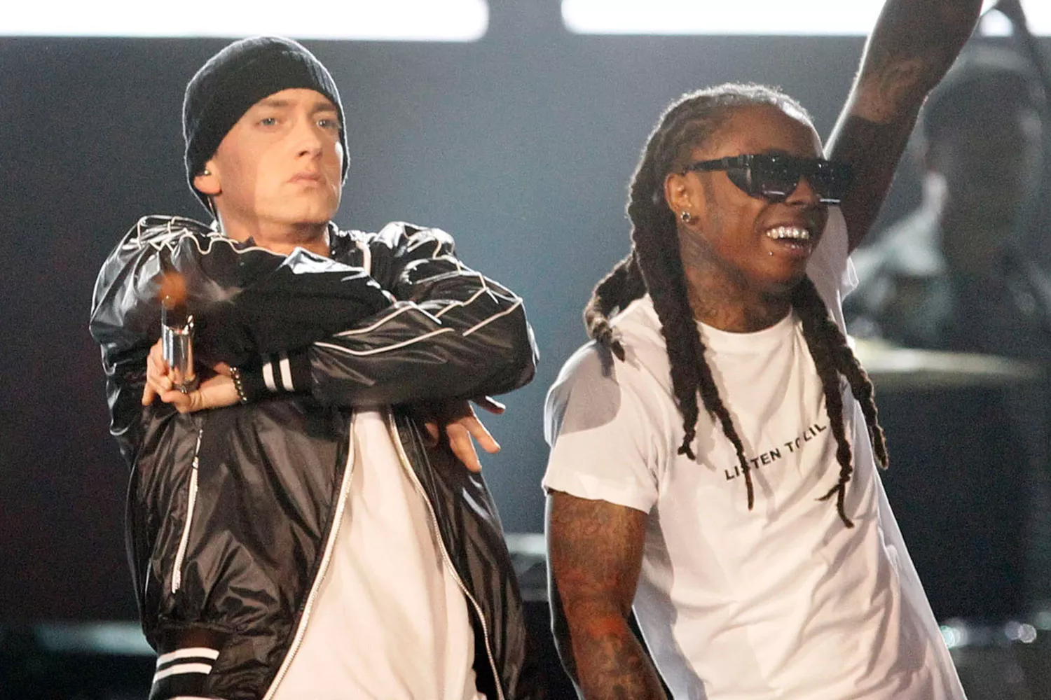 Eminem and Lil Wayne perform together during the Grammy show. 52nd Annual GRAMMYÃÂ¨ Awards January 31, 2010