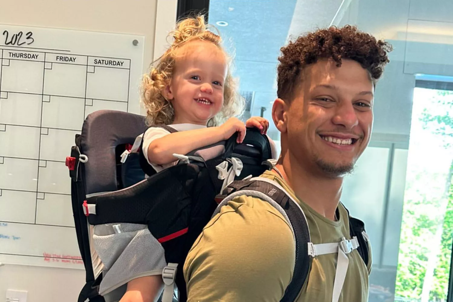 Patrick Mahomes Wears Daughter Sterling, 2, in a Hiking Backpack as Family Prepares for Travel Adventures: 'We're Ready'
