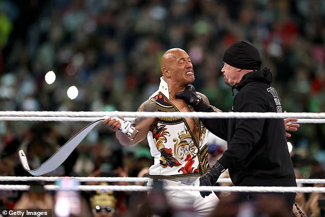 He most recently appeared at WrestleMania 40, attacking The Rock (pictured) and helping Cody Rhodes beat Roman Reigns