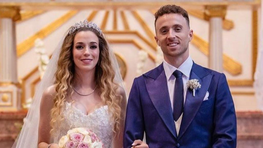 Rute Cardoso et Diogo Jota, le jour de leur mariage le 22 juin dernier.